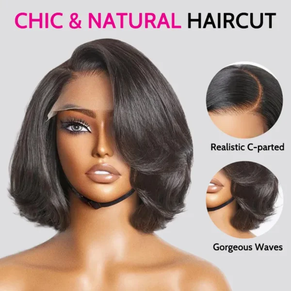 TRILL Limited Design | Layered Cut Glueless 6×5 Closure Lace Bob Wig Side Part Wear & Go 200% Density