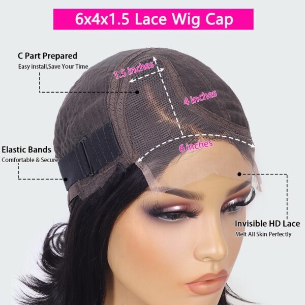 TRILL Glueless Side Part Silky Straight Short Bob C Part HD Lace Wig 100% Human Hair 180%