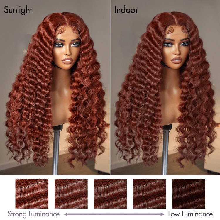 TRILL Hair Retro Trends Dark Reddish Brown Ocean Wave Glueless 5x5 Closure Lace Long Wig