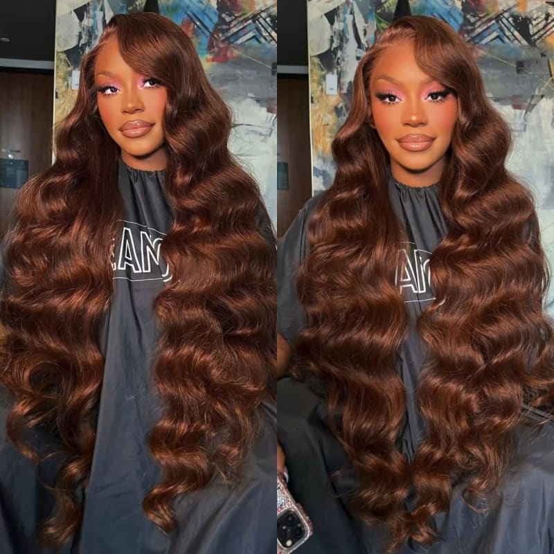 TRILL #613 / P1b/30 Highlight/#4 Chocolate Brown Bone Straight Hair Undetectable Transparent Lace Wig 30inch