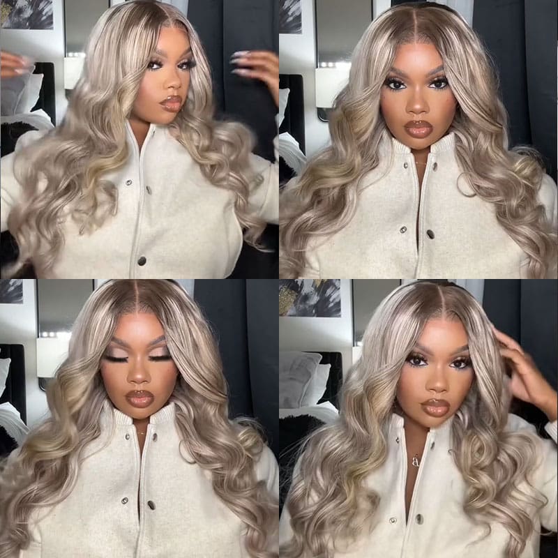 #P18/613 BLONDE STRAIGHT/BODY WAVE HUMAN HAIR WIG BLONDE WITH HIGHLIGHTS