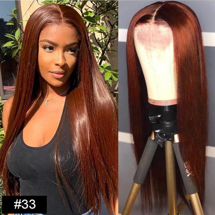TRILL New #33 Red Brown Auburn Color Straight Human Hair Wig HD Lace 5X5/4X4/13X4 Lace Frontal Wigs