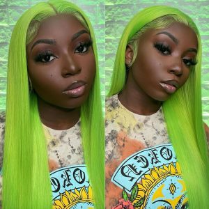 TRILL Colorful Straight Hair 13×4 Lace Frontal Wig Blue Orange Pink Green Grey Yellow Color 180 Density