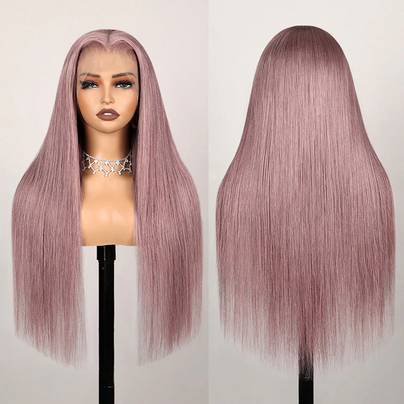 TRILL Ash Purple 6x5 Pre-Cut Glueless & 13x4 Lace Front Wigs Rose Gold Hair Color Frontal Wigs Human Hair