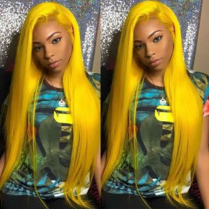 TRILL Colorful Straight Hair 13×4 Lace Frontal Wig Blue Orange Pink Green Grey Yellow Color 180 Density