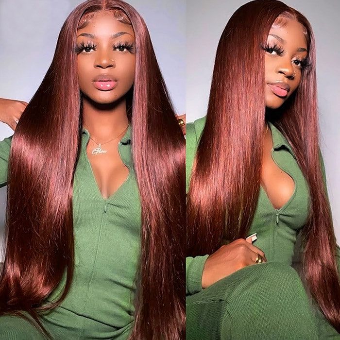 TRILL #613 / P1b/30 Highlight/#4 Chocolate Brown Bone Straight Hair Undetectable Transparent Lace Wig 30inch