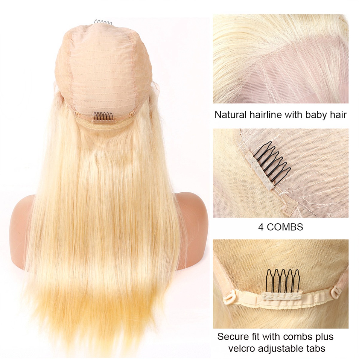 TRILL 613 Blonde HD Lace Front Wigs Brazilian Straight Human Hair Wigs 180% Density
