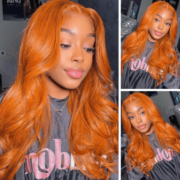 GINGER ORANGE 13x4 LACE FRONTAL WIGS GINGER HUMAN HAIR WIGS 18-26 INCH 180%