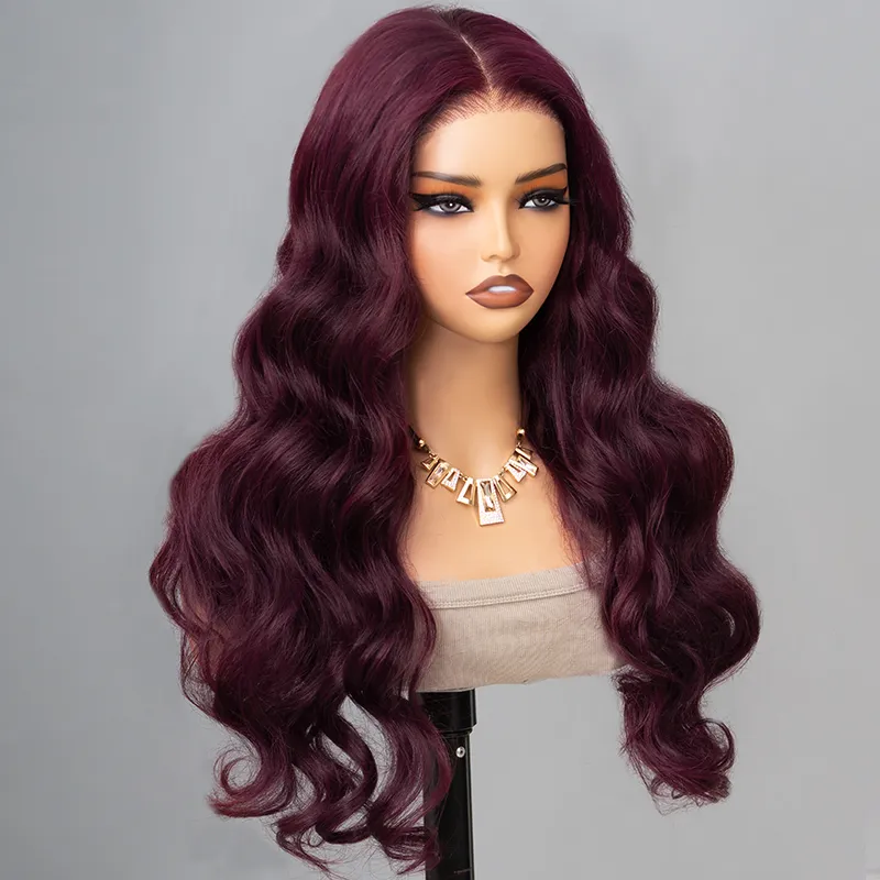 TRILL Plum 99J Color Body Wave 13×4 HD Lace Frontal Wig 100% Human Hair Pre Plucked
