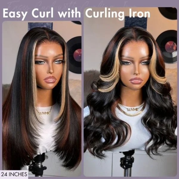 TRILL Hair 180% Density | Trendy Layered Cut Pre-plucked Glueless 5x5 Closure Lace Wig 100% Human Hair Natural Black OR Color Highlight