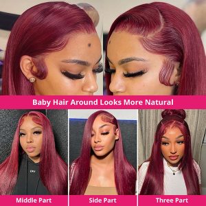 *****TRILL Flash DEAL****** 99J Burgundy Color 5×5 Straight OR Body Wave Closure Wig 180% Density