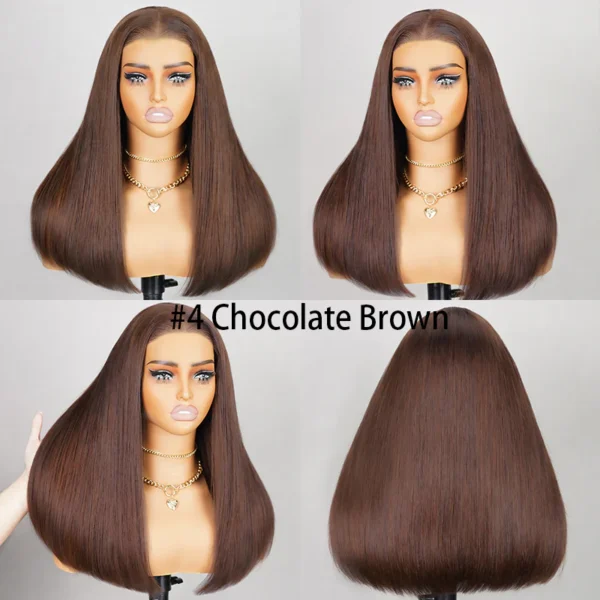 Salon-Quality Luxurious Glueless 6X5 HD Lace Wig Silky Straight Highlight Balayage /Chestnut Brown Colored Double Drawn Wig