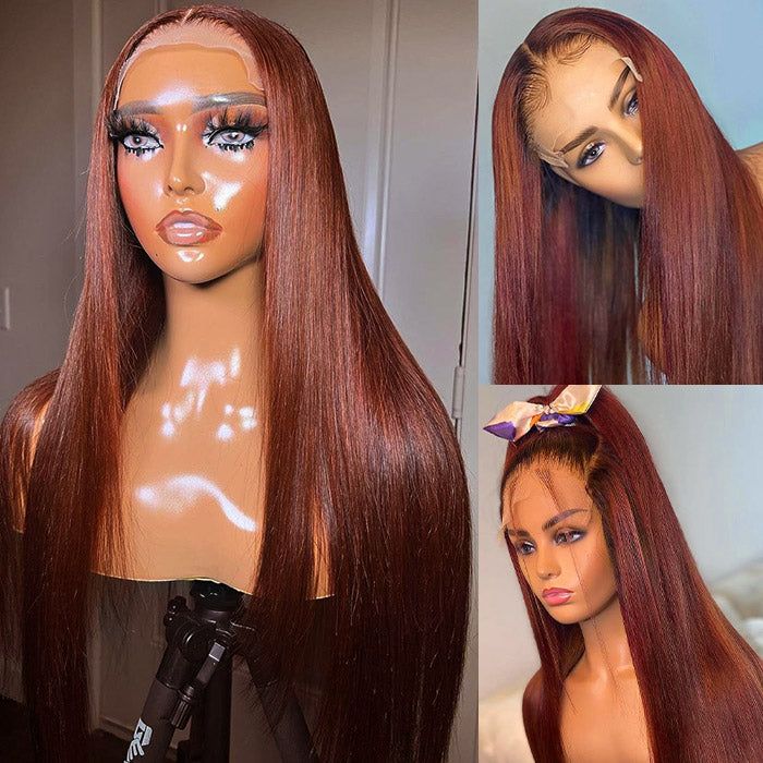TRILL #613 / P1b/30 Highlight/#4 Chocolate Brown Bone Straight Hair Undetectable Transparent Lace Wig 30inch
