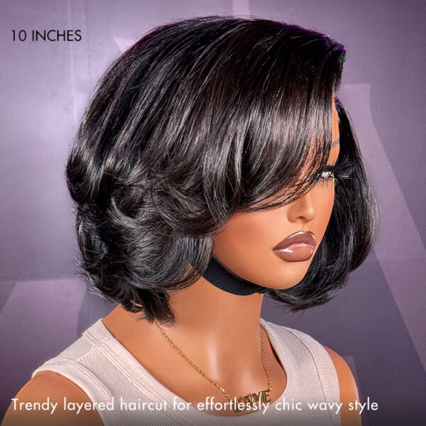 TRILL Chic & Natural Layered Bob Wig Ear-to-Ear Wide T Lace Glueless Human Hair Wig Pre-Cut Lace