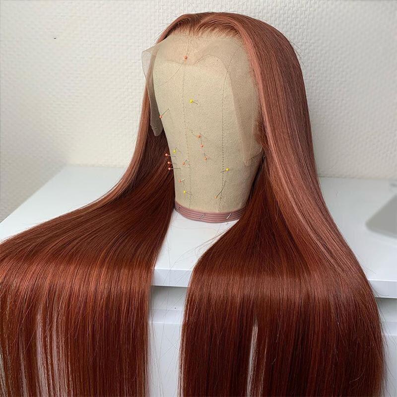 TRILL New #33 Red Brown Auburn Color Straight Human Hair Wig HD Lace 5X5/4X4/13X4 Lace Frontal Wigs