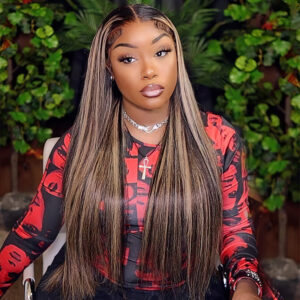 TRILL Balayage Highlight Straight Hair 6×5 Glueless 13×4 HD Lace Full Frontal Wig 100% Human Hair