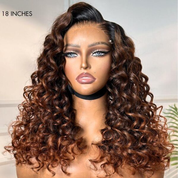 TRILL Glueless Wig Kinky Curly 7x6 Closure HD Lace Long Curly Wig Pre Cut & Plucked & Bleached Ready to Go