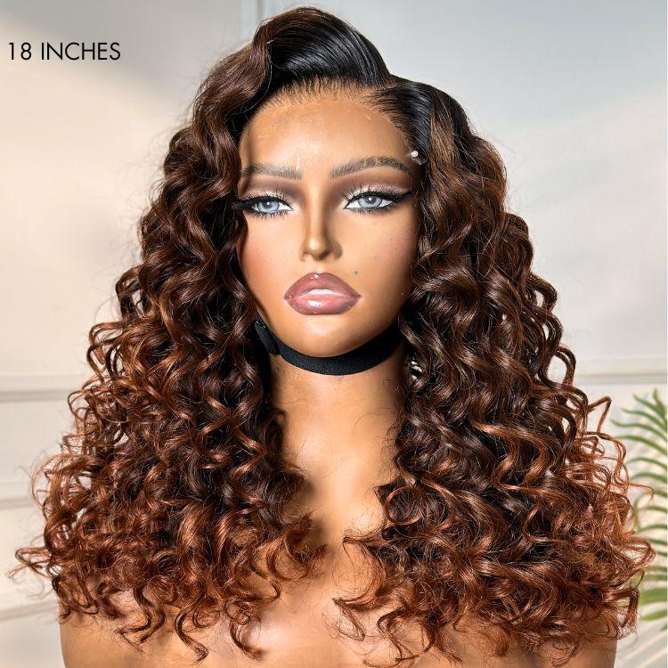 TRILL Glueless Wig Kinky Curly 7x6 Closure HD Lace Long Curly Wig Pre Cut & Plucked & Bleached Ready to Go