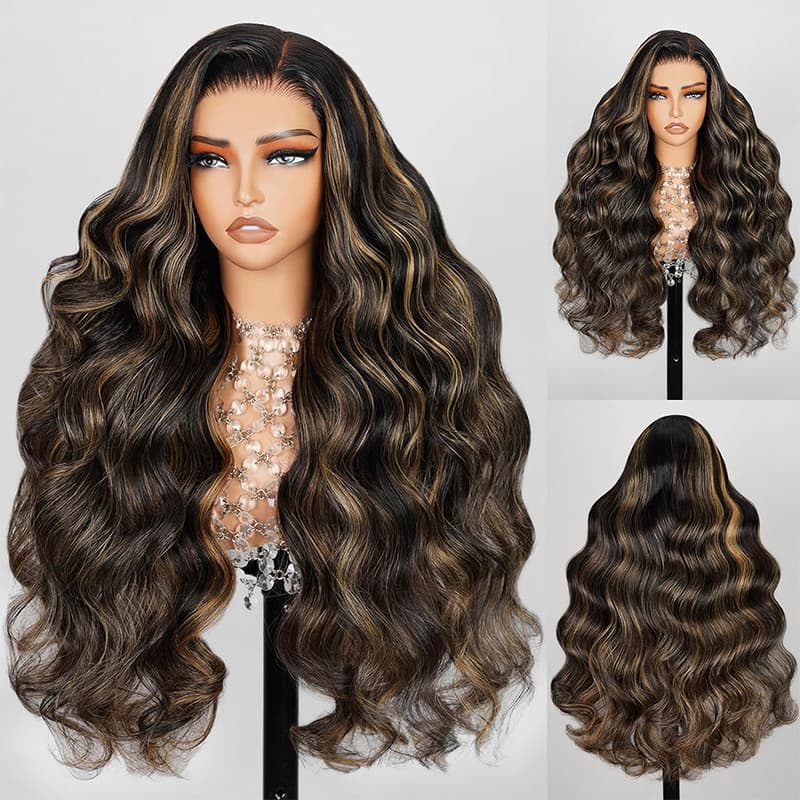 BALAYAGE 13x4 TRANSPARENT LACE FRONT HUMAN HAIR PRE-PLUCKED HONEY BLONDE WITH BABY HAIR