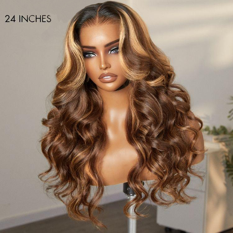 TRILL Max Blonde Highlight Loose Body Wave Ear-to-ear Glueless 13x5 Frontal HD Lace Wig Pre-Cut Lace