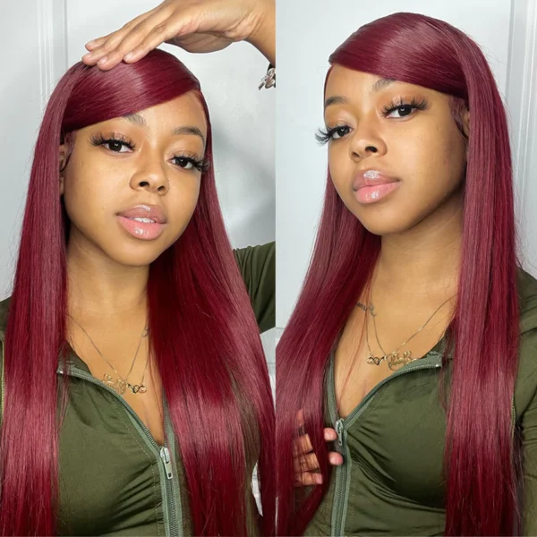 13x4 LACE FRONTAL WIG 99J BURGANDY HUMAN HAIR