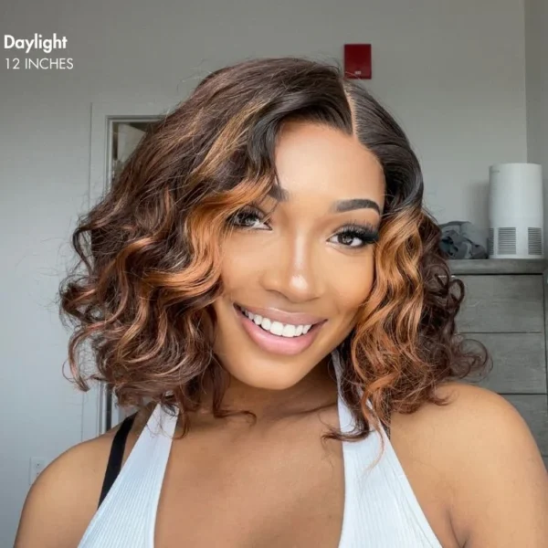 TRILL Hair PartingMax Glueless Wig Water Wave Versatile 7x6 Closure HD Lace Short Wig Ready to Go Natural Black/Ombre Brown