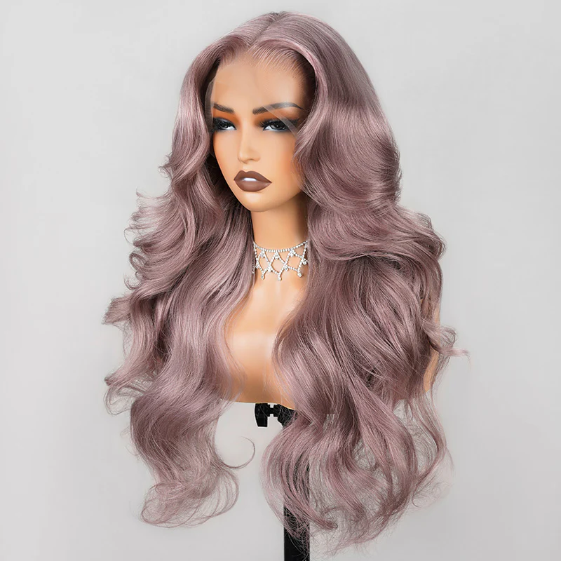 TRILL Ash Purple 6x5 Pre-Cut Glueless & 13x4 Lace Front Wigs Rose Gold Hair Color Frontal Wigs Human Hair
