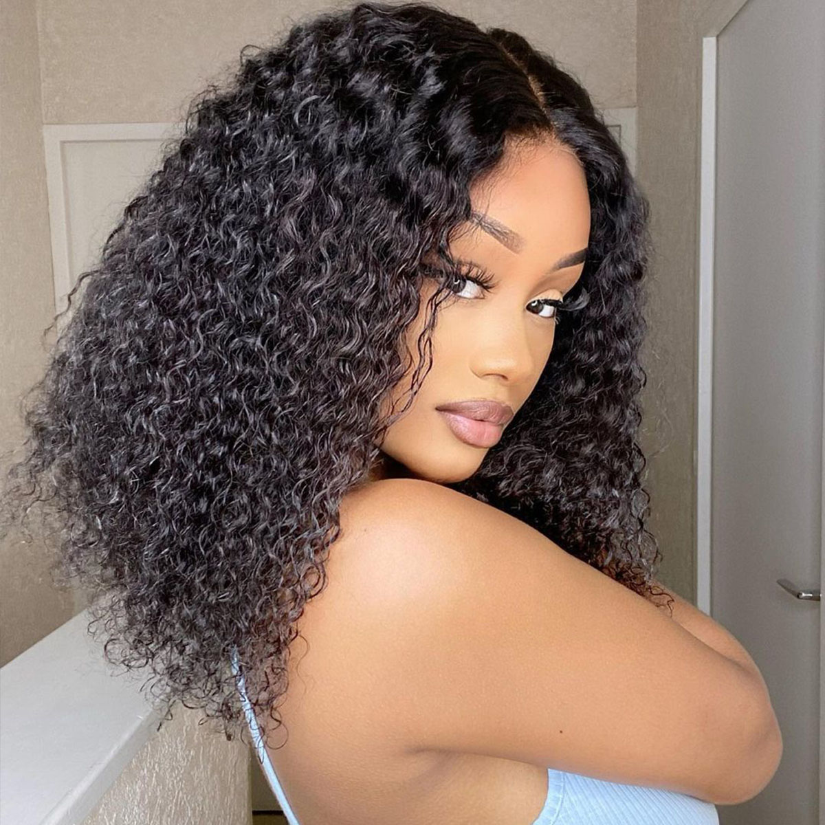 TRILL Glueless Short Curly Wig 13×4 Lace Front Human Hair Wigs 150 Density