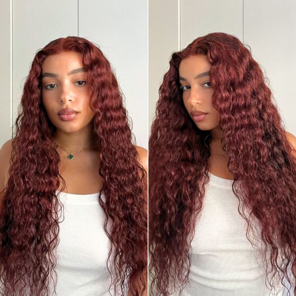 TRILL Hair Retro Trends Dark Reddish Brown Ocean Wave Glueless 5x5 Closure Lace Long Wig