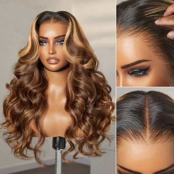 TRILL Max Blonde Highlight Loose Body Wave Ear-to-ear Glueless 13x5 Frontal HD Lace Wig Pre-Cut Lace