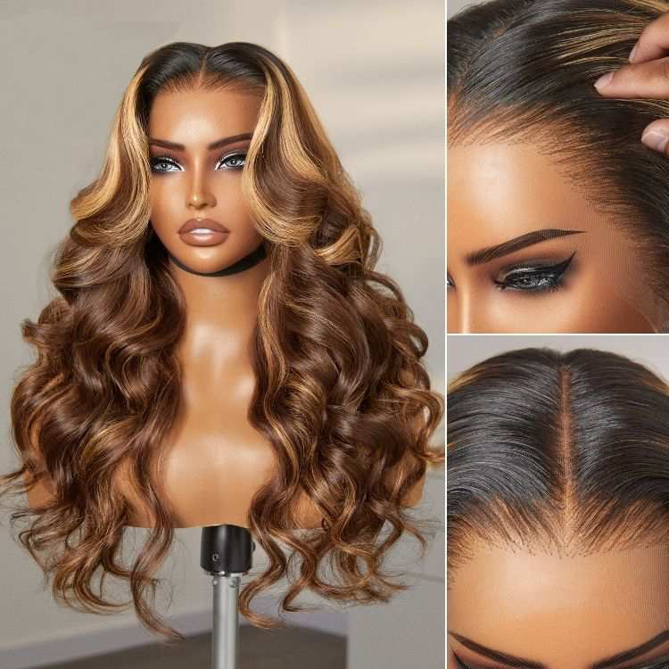 TRILL Max Blonde Highlight Loose Body Wave Ear-to-ear Glueless 13x5 Frontal HD Lace Wig Pre-Cut Lace