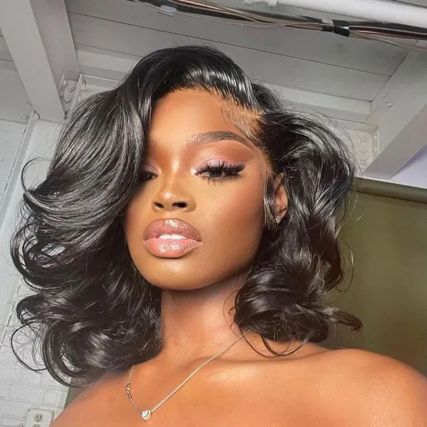 TRILL Trendy Short Loose Curl Side Part Human Hair Wig Minimalist Pre Cut HD Lace Glueless Wig