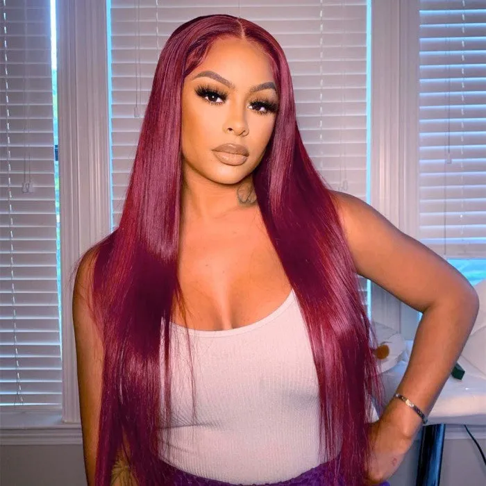 TRILL 99J Burgundy Color Straight/Body Wave 6×5 HD Lace Wear Go Glueless Human Hair Wig