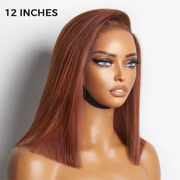 TRILL Copper Brown Color Straight Bob Wig 6×5 Wear Go Glueless 100% Human Hair 180% Density