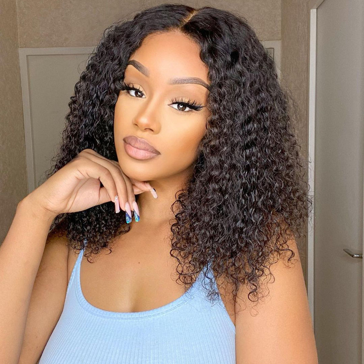 TRILL Glueless Short Curly Wig 13×4 Lace Front Human Hair Wigs 150 Density