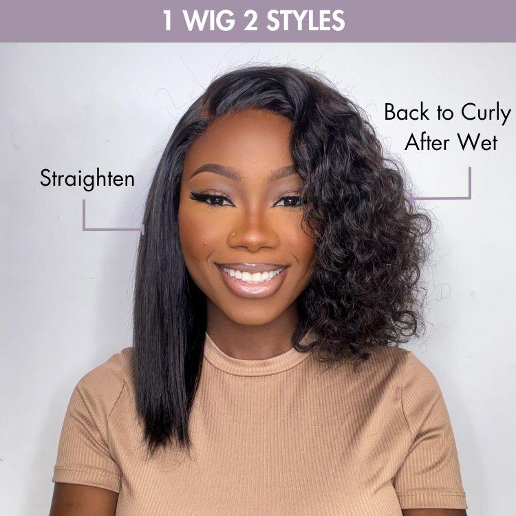 TRILL Wet and Wavy 5x5 Closure Pre-Cut Lace Water Wave Wig Glueless Side Part Human Hair Wig Breathable Cap