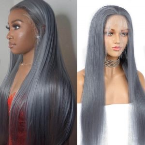 TRILL Colorful Straight Hair 13×4 Lace Frontal Wig Blue Orange Pink Green Grey Yellow Color 180 Density
