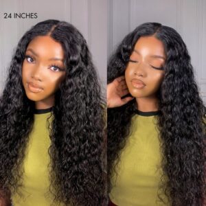 TRILL Wet and Wavy 5x5 Closure Pre-Cut Lace Water Wave Wig Glueless Side Part Human Hair Wig Breathable Cap