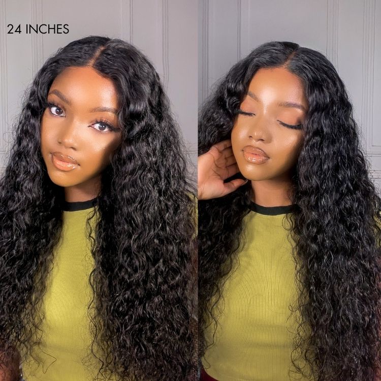 TRILL Wet and Wavy 5x5 Closure Pre-Cut Lace Water Wave Wig Glueless Side Part Human Hair Wig Breathable Cap