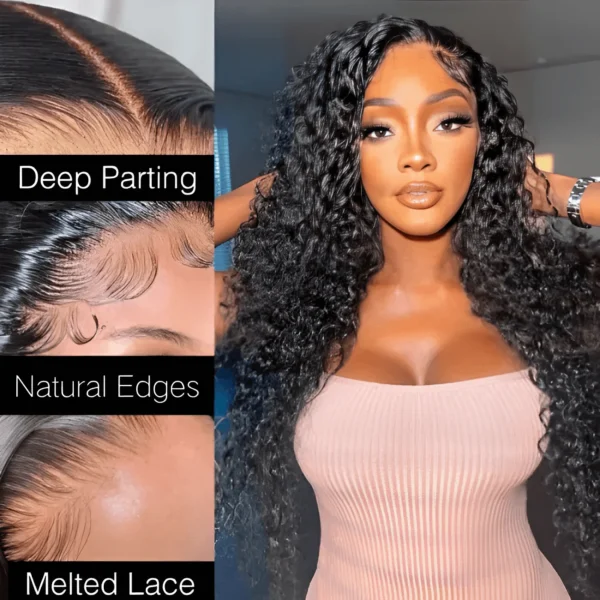 TRILL Jerry Curly Natural Black 180% & 210% High Density HD Lace 5x5 Crystal Lace Closure Pre Plucked Wigs