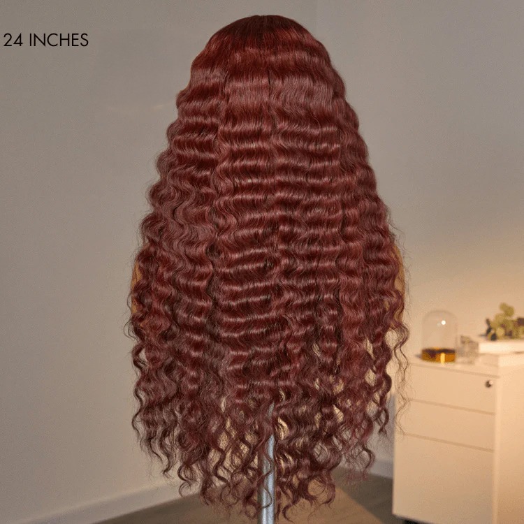 TRILL Hair Retro Trends Dark Reddish Brown Ocean Wave Glueless 5x5 Closure Lace Long Wig