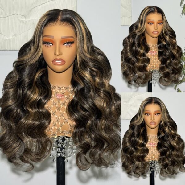 BALAYAGE 13x4 TRANSPARENT LACE FRONT HUMAN HAIR PRE-PLUCKED HONEY BLONDE WITH BABY HAIR