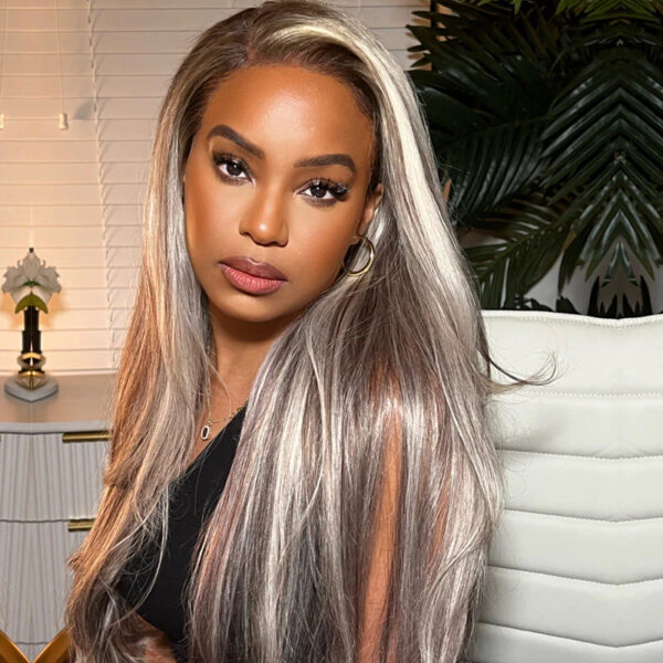 #P18/613 BLONDE STRAIGHT/BODY WAVE HUMAN HAIR WIG BLONDE WITH HIGHLIGHTS