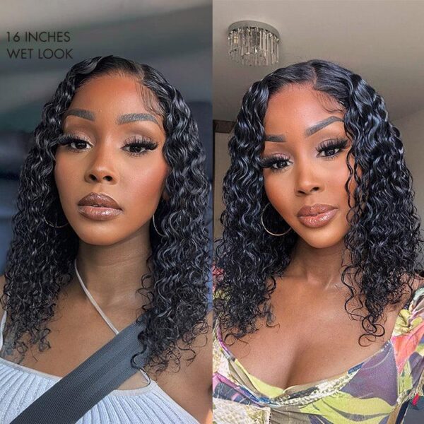 TRILL Wet and Wavy 5x5 Closure Pre-Cut Lace Water Wave Wig Glueless Side Part Human Hair Wig Breathable Cap