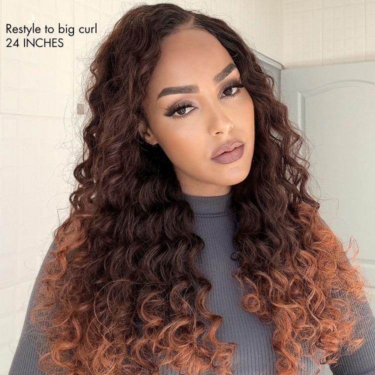 TRILL Glueless Wig Kinky Curly 7x6 Closure HD Lace Long Curly Wig Pre Cut & Plucked & Bleached Ready to Go