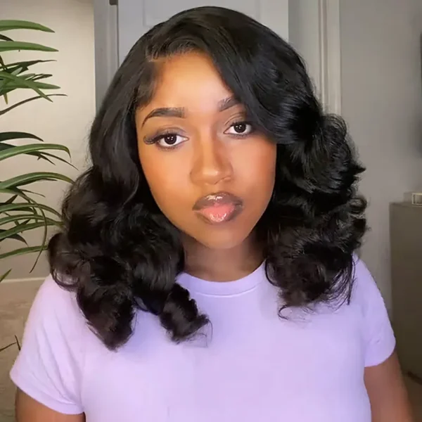 TRILL Loose Body Wave Short Human Hair 9×6 HD Lace Glueless Wig M-Cap Shoulder Length 200% Density