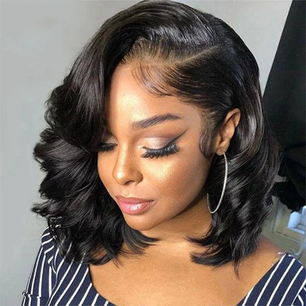 TRILL Trendy Short Loose Curl Side Part Human Hair Wig Minimalist Pre Cut HD Lace Glueless Wig
