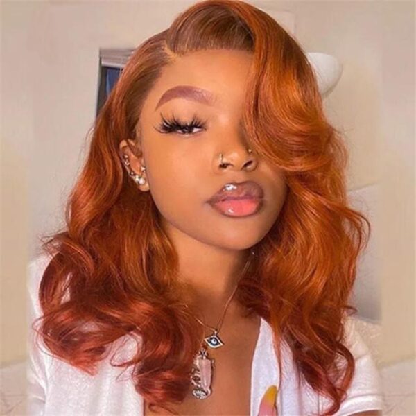 GINGER ORANGE 13x4 LACE FRONTAL WIGS GINGER HUMAN HAIR WIGS 18-26 INCH 180%