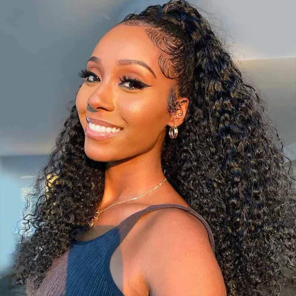 TRILL Jerry Curly Natural Black 180% & 210% High Density HD Lace 5x5 Crystal Lace Closure Pre Plucked Wigs