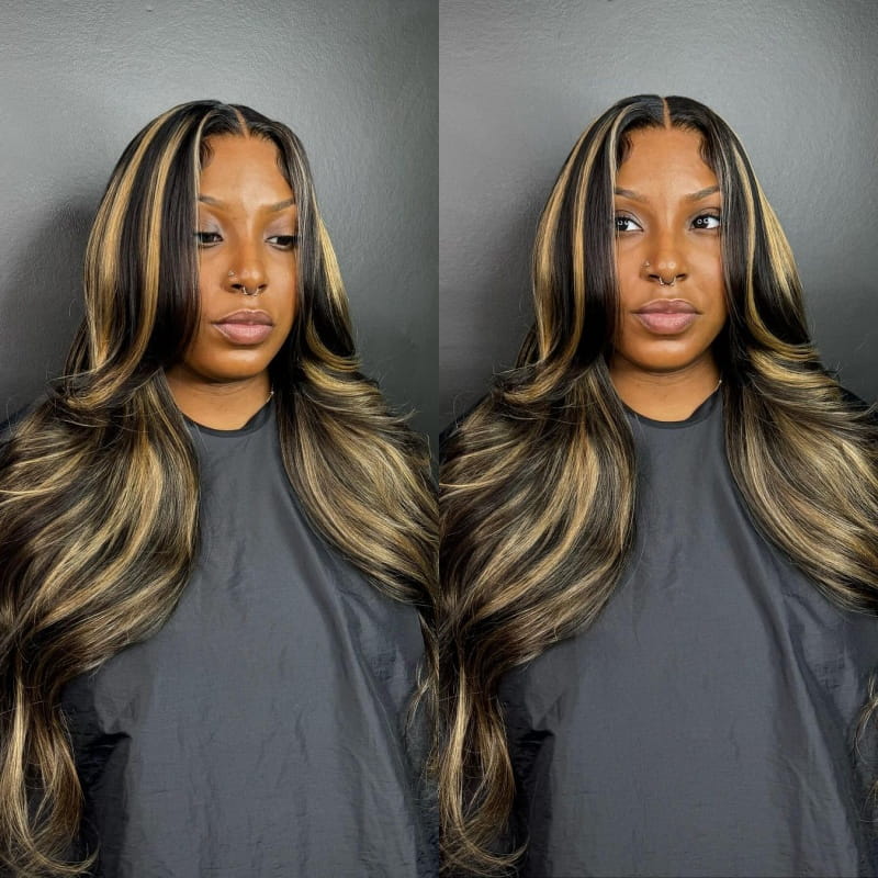 BALAYAGE 13x4 TRANSPARENT LACE FRONT HUMAN HAIR PRE-PLUCKED HONEY BLONDE WITH BABY HAIR